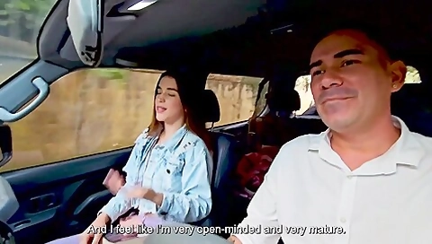 Uber Ride Ends Up On The Wet Pink Pussy Of A Petite Teen 18+, Load Moaning Car Fuck